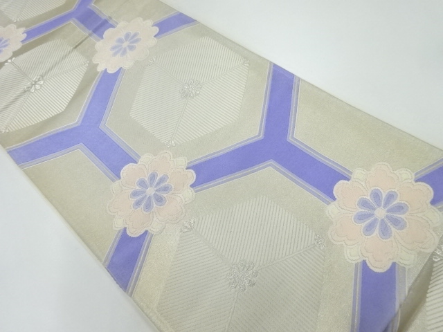 JAPANESE KIMONO / ANTIQUE FUKURO OBI / SILK / WOVEN KIKKO PATTERN